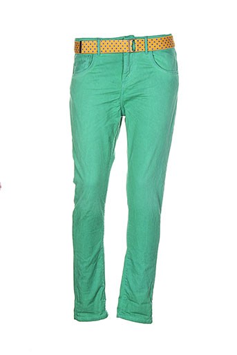 manila grace pantalons femme de couleur vert