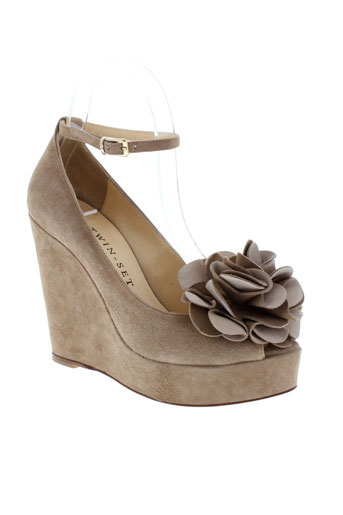twin-set simona barbieri chaussures femme de couleur beige