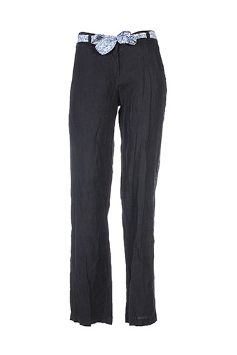 puro lino pantalons femme de couleur noir