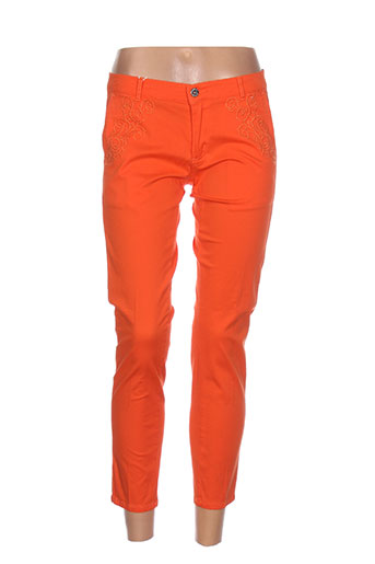 lcdn pantacourts femme de couleur orange