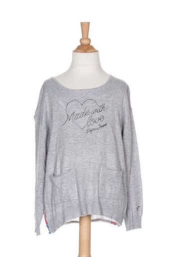 pepe jeans pulls fille de couleur gris
