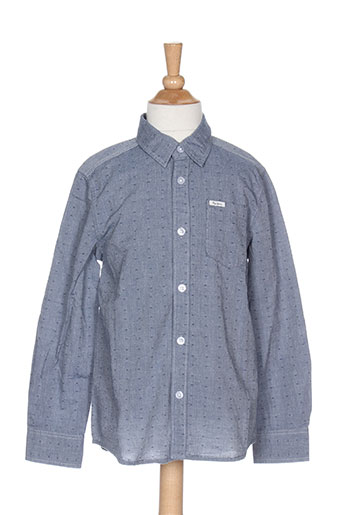 pepe jeans chemises garçon de couleur bleu