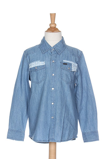 pepe jeans chemises garçon de couleur bleu