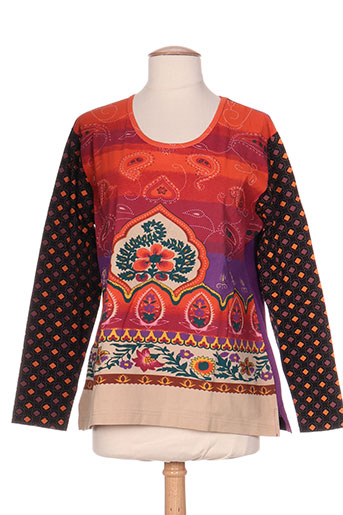 bleu bonheur t-shirts / tops femme de couleur orange