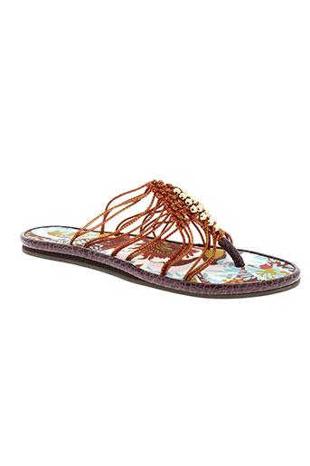 string tong chaussures femme de couleur marron