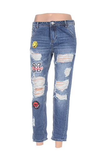 3d jeans femme de couleur bleu