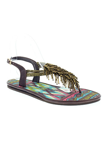 string tong chaussures femme de couleur marron