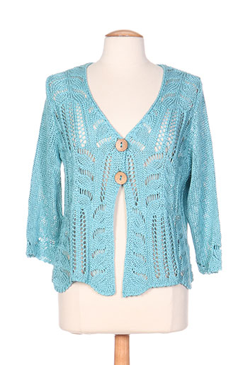 plurielles gilets femme de couleur bleu