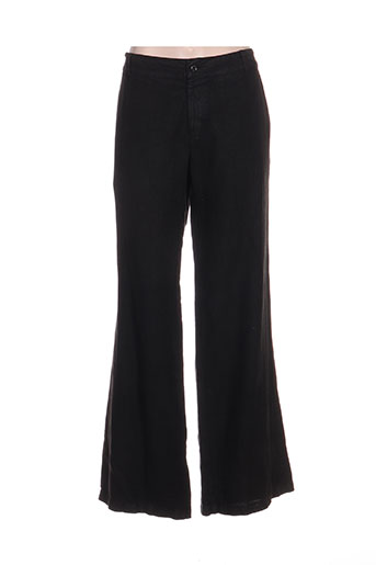 120% lino pantalons femme de couleur noir