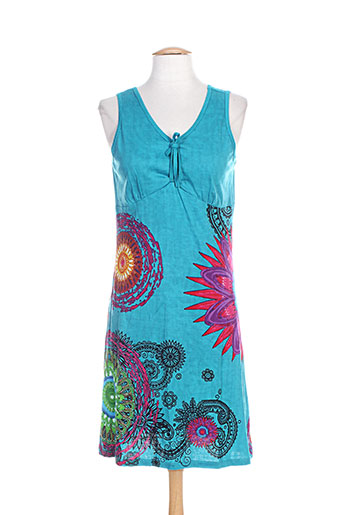 coton du monde robes femme de couleur bleu