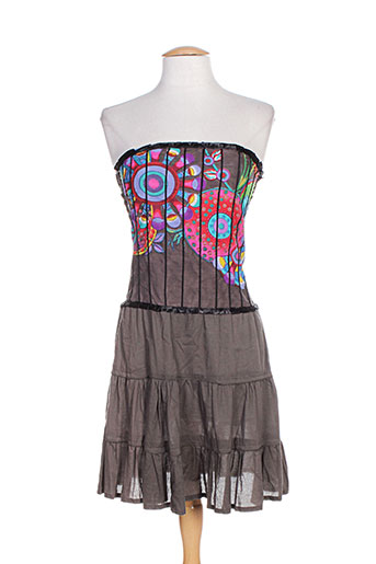 coton du monde robes femme de couleur gris