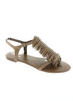 Sandales Couleur Pas Pieds Soldes En Nu De Fille Et Reqins Marron 3L4AR5jq