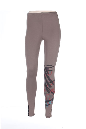 double jeu pantalons femme de couleur beige