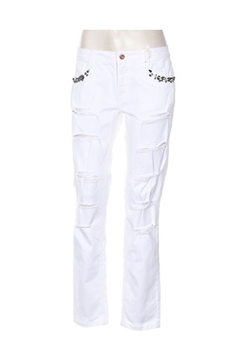 pois jeans femme de couleur blanc