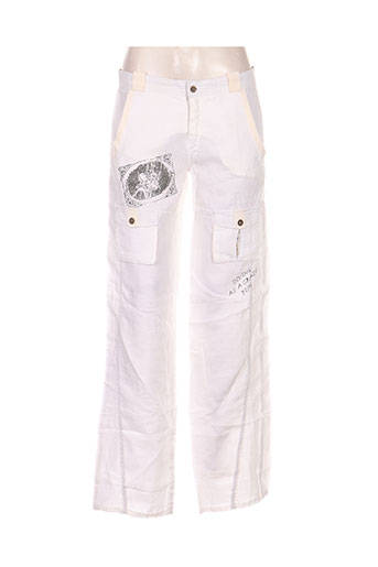 teddy smith pantalons femme de couleur blanc