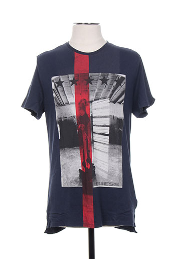 guess t-shirts homme de couleur bleu
