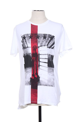 guess t-shirts homme de couleur blanc