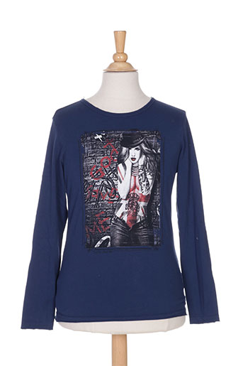 teddy smith t-shirts fille de couleur bleu