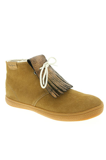 pepe jeans chaussures fille de couleur marron