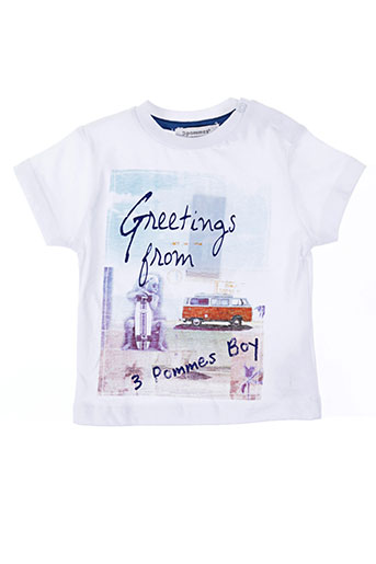 3 pommes t-shirts garçon de couleur blanc