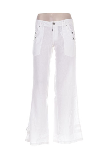 double one peace pantalons femme de couleur blanc