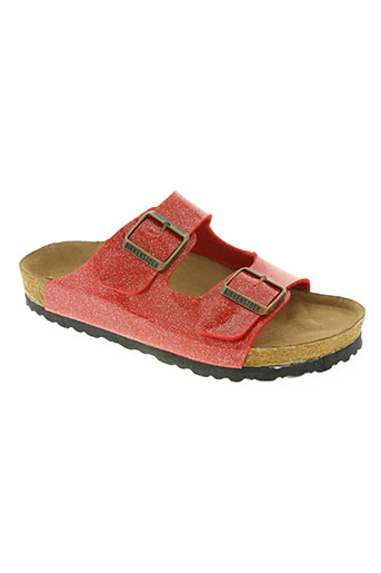 birkenstock chaussures femme de couleur rouge