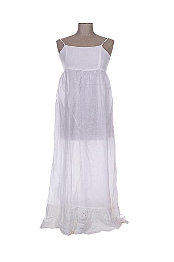 120% lino robes femme de couleur blanc