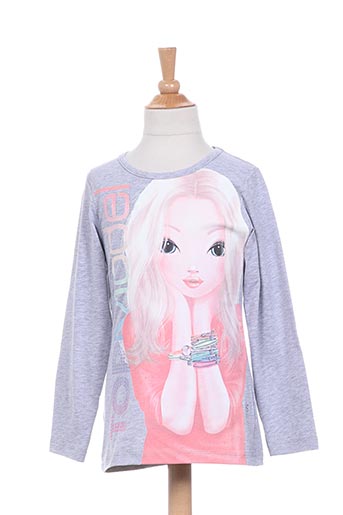 top model t-shirts fille de couleur gris