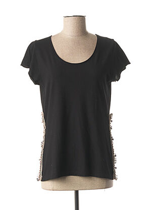 T-shirt manches courtes noir LAUREN VIDAL pour femme