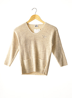 Pull col V beige COUDEMAIL pour fille