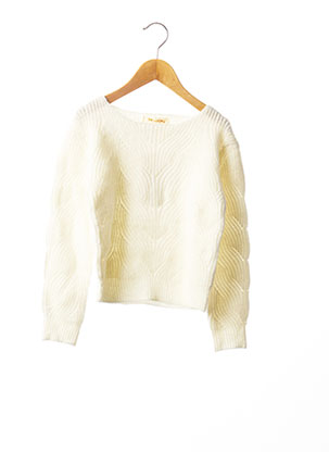 Pull col rond blanc PM LOVING pour fille