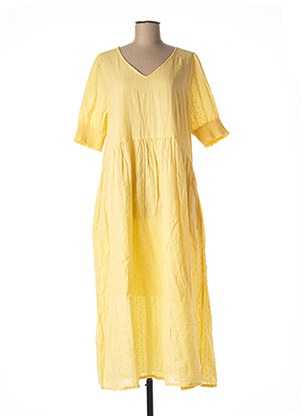 Robe mi-longue jaune KAFFE pour femme