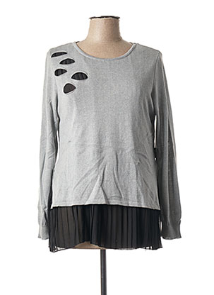 Pull col rond gris CAPUCCINO pour femme