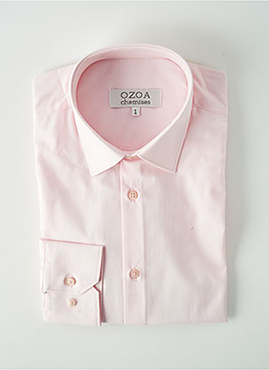 Chemise manches longues rose OZOA pour homme