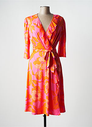 Robe mi-longue rose K-DESIGN pour femme