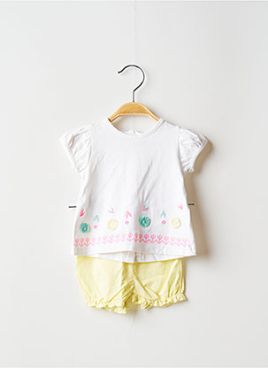Ensemble Pantalon Broderie Blanc Pommes Fille 2218349-blanc0