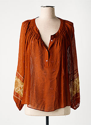 orange peasant top