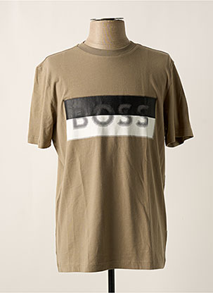 Hugo Boss Tiburt Boss T Shirt Homme T-shirt Stretch Beige Hugo