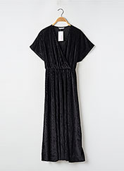Velours Robe Cache Coeur Camaieu Robe Mi-longue Coupe Évasée Noir
