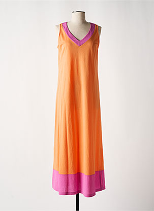 Robe Longue Sans Manche Orange Ateliers De La Maille Femme