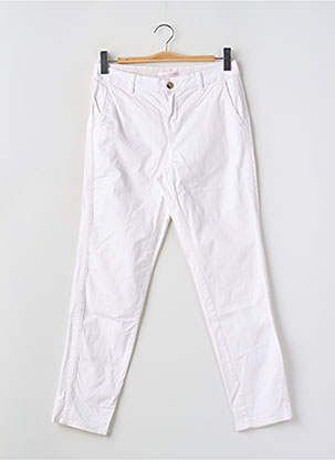 Pantalon Chino Broderie Galons Latéraux Blanc Camaieu Femme