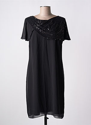 Robe élégante Soirée Robe Tricot Longue Ajustée Noir Col En V