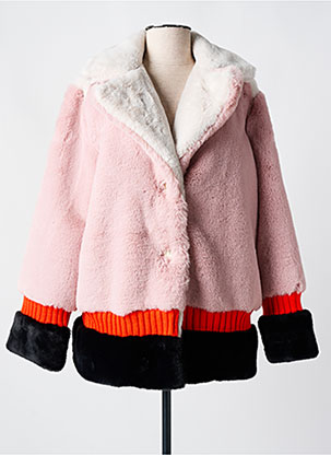 Manteau Court Fermeture Boutonnée Sur Le Devant Rose Tricot Chic