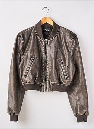 Blazer Manteau Simili Cuir Zara Veste Simili Cuir Poches Marron