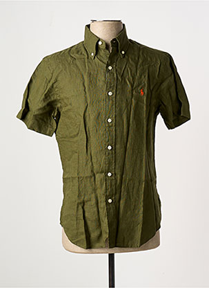 Chemise Manches Courtes Coupe Cintrée Vert Ralph Lauren Homme